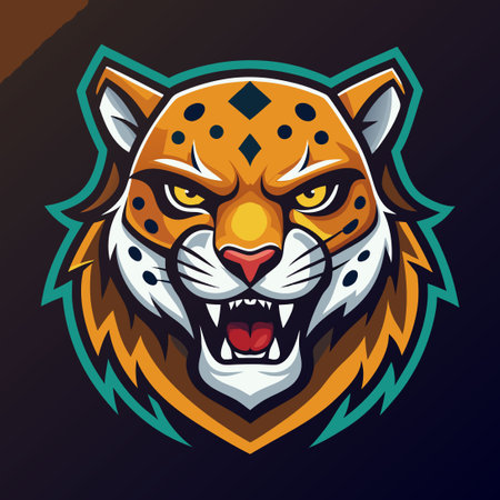 Fierce Jaguar Head Mascot for Esports Team Logoのイラスト素材