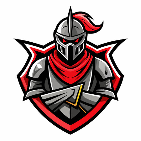 Empowering Knight Mascot Representing Strength and Honor in Sports Logoのイラスト素材
