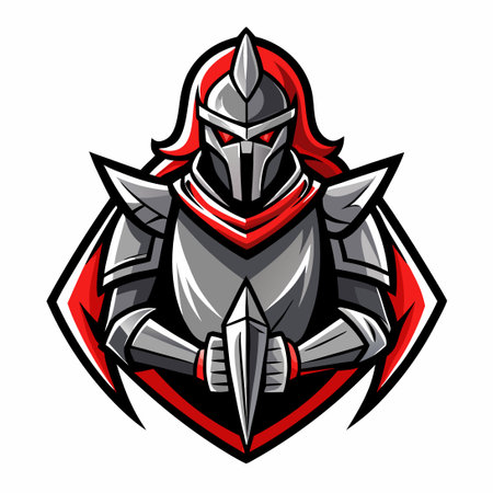Majestic Knight Warrior Logo Mascot Vector Illustration Designのイラスト素材