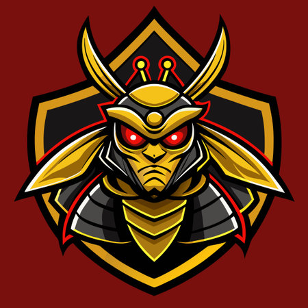 Fierce Japanese Samurai Hornet Bee Mascot Logo for Premium Brandのイラスト素材