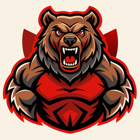 Imposing Vector Bear Mascot Logo Perfect for Sports Teams and Brandsのイラスト素材