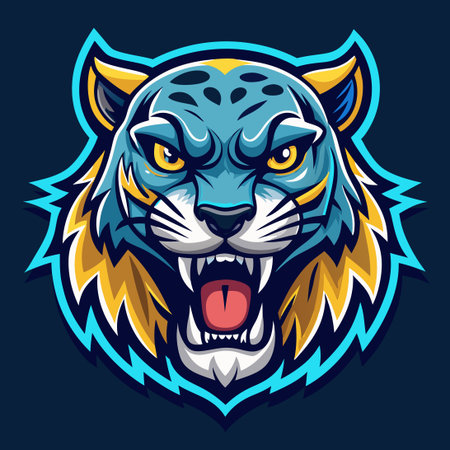 Fiery Jaguar Head Mascot Logo for Esports Enthusiastsのイラスト素材