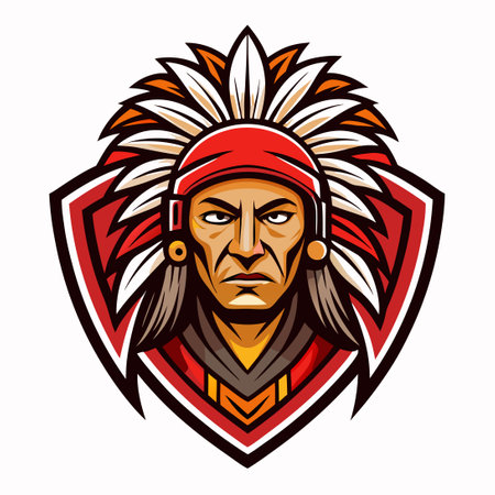 Modern and Vibrant Indian Tribe Logo Mascot Featuring Bold Graphicsのイラスト素材