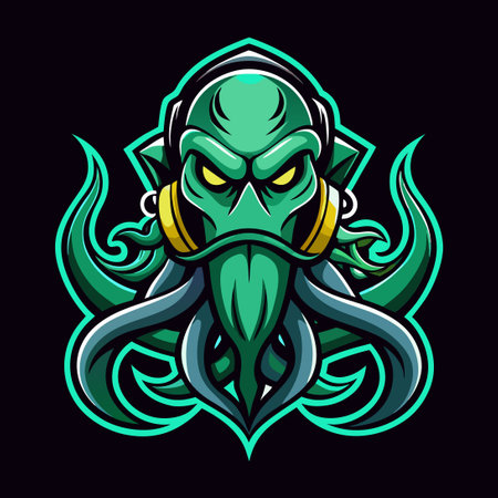 Fierce Kraken Octopus Mascot for Esport Gaming Logoのイラスト素材