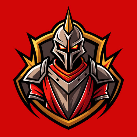 Fierce Knight Mascot Embodies Esports Prowess in Intricate Logo Designのイラスト素材