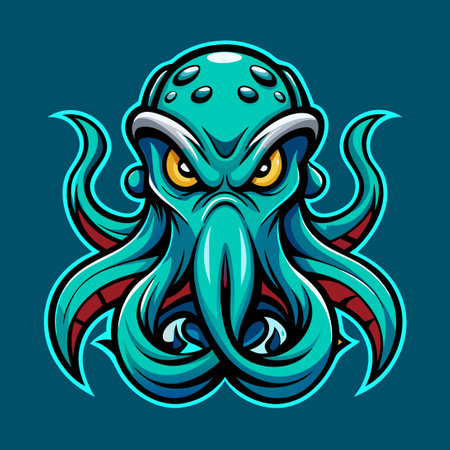 Mascot Esport Logo Featuring a Fearsome Kraken Octopus Illustrationのイラスト素材