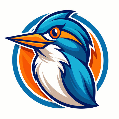 Majestic Kingfisher Bird Mascot with Bold Typographyのイラスト素材