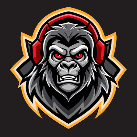 Mighty King Kong Gorilla Esport Gaming Mascot Logo Template for Team and Clanのイラスト素材