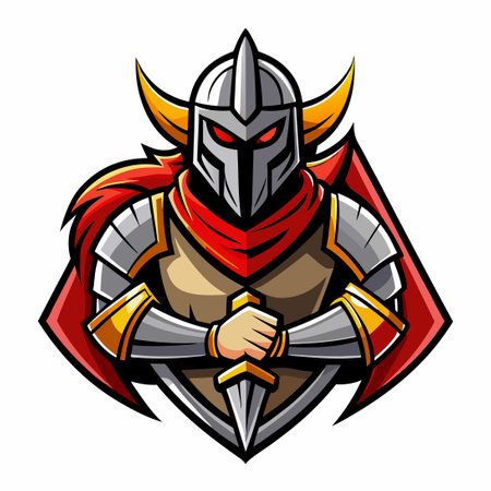 Majestic Knight Warrior Logo Mascot Template for Vector Illustrationsのイラスト素材