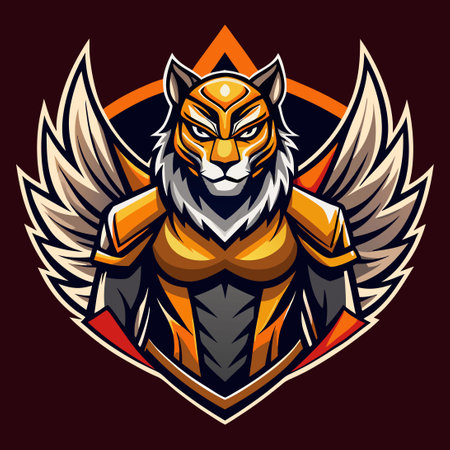 Majestic Knight Warrior with Winged Mascot for Esports Logo Artworkのイラスト素材