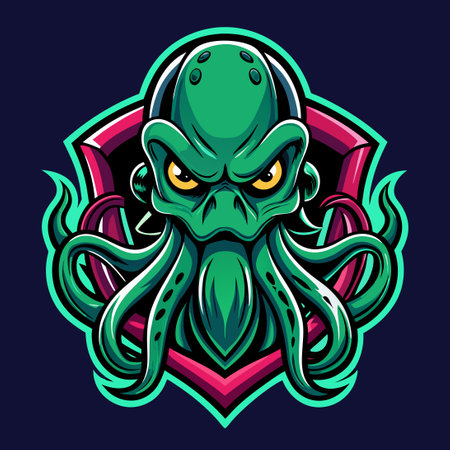 Fierce Kraken Octopus Mascot Logo for Esports Teamsのイラスト素材