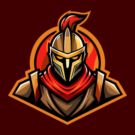 Epic Knight Sparta Esport Mascot with Sword and Shield for Gaming Logo Designのイラスト素材