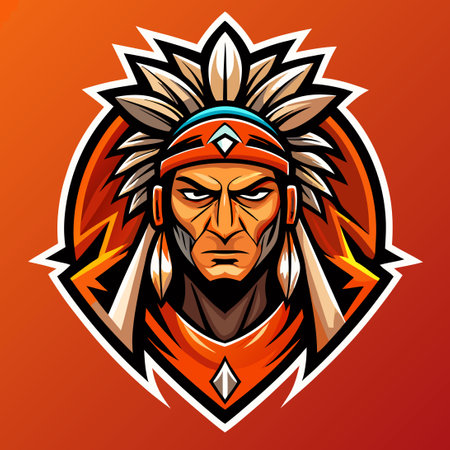 Modern Illustrated Indian Mascot Logo with Vector Elementsのイラスト素材