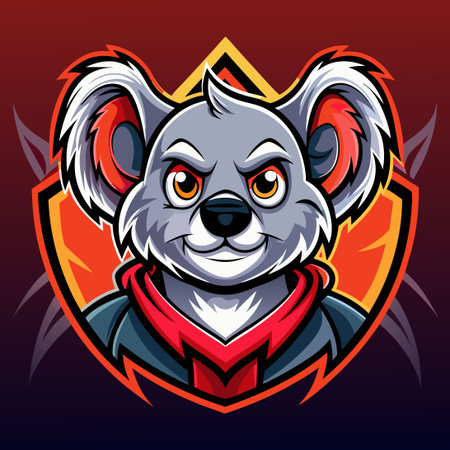 Fierce and Determined Koala Esport Mascot Logo for Gaming Teams or Esports Organizationsのイラスト素材