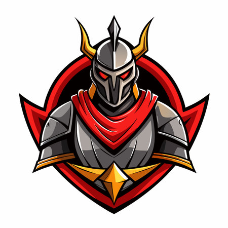 Fierce and Majestic Knight Warrior Mascot Logo Templateのイラスト素材