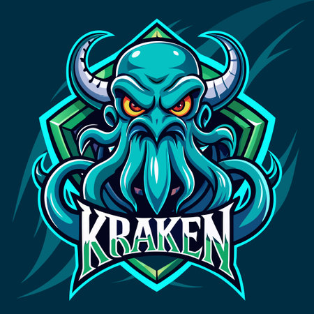 Modern and Illustrative Vector Mascot Logo Featuring a Mighty Krakenのイラスト素材