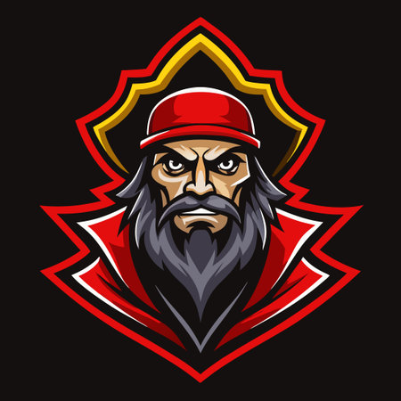 Swashbuckling Pirate Mascot Logo Illustration with Vector Graphic Elementsのイラスト素材