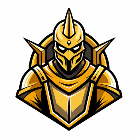 Majestic Golden Knight Mascot Vector Illustration for Sports or Gamingのイラスト素材