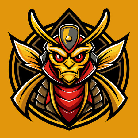 Premium Japanese Samurai Hornet Bee Mascot Logo Designのイラスト素材