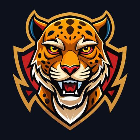 Ferocious Feline Mascot: Jaguar Leopard Logo for Esport and Gaming Teamsのイラスト素材
