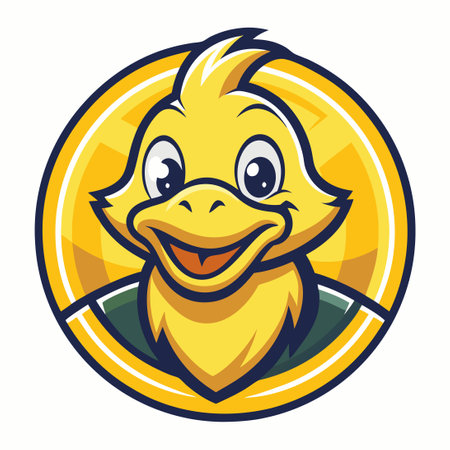 Cheery and Vibrant Yellow Duck Mascot Logo Vector Illustrationのイラスト素材