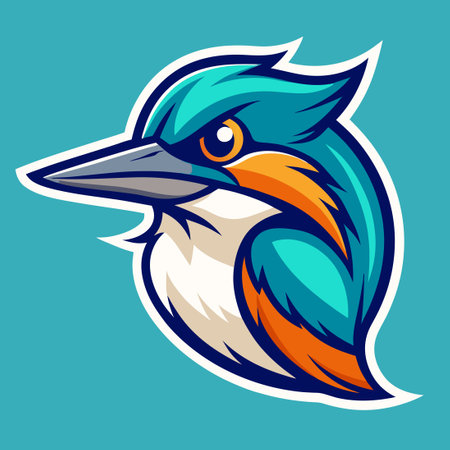 Majestic Kingfisher Bird Mascot Logo for Sports Teams and Businessesのイラスト素材