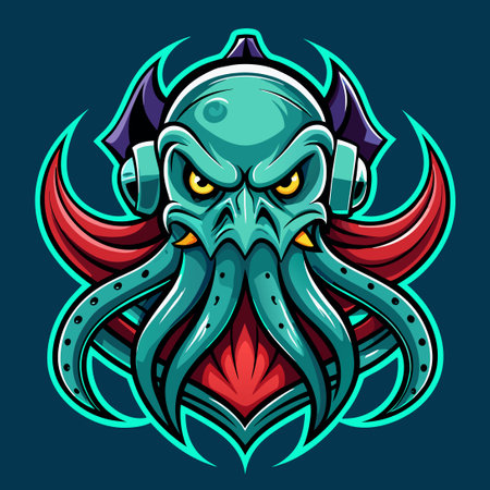 Kraken Mascot: A Fierce and Formidable Illustration for Esport Gamingのイラスト素材