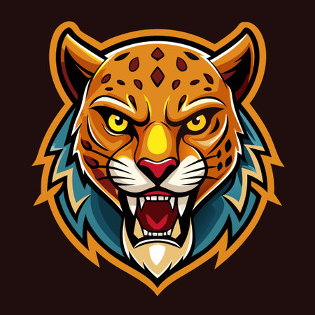 Ferocious Jaguar and Leopard Esports Gaming Mascot Logo Templateのイラスト素材