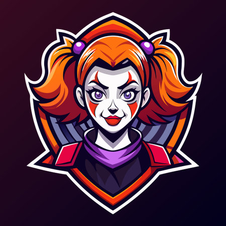 Lady Clown Mascot with Esport Logo for Gaming Teamsのイラスト素材