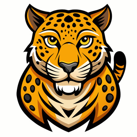 Majestic Leopard Mascot Isolated on White Background for Logo Designのイラスト素材