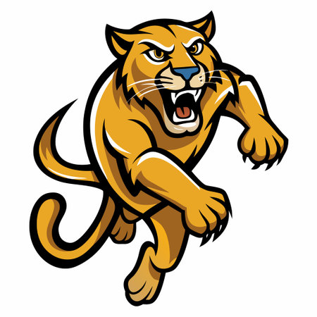 Energetic Vector Mascot of a Leaping Cougar in Actionのイラスト素材