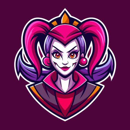 Fierce and Festive: Lady Clown as Esports Mascot with Vibrant Colorsのイラスト素材