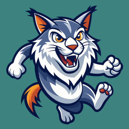Energetic Leaping Lynx Mascot in Vector Format for Sports Teams or Outdoors Brandsのイラスト素材