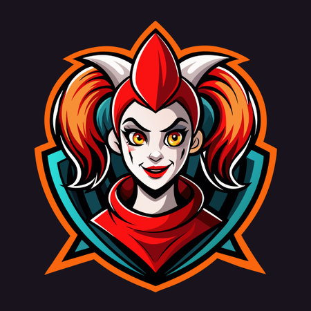 Fierce and Playful Female Clown Mascot Logo for Esports Teamsのイラスト素材