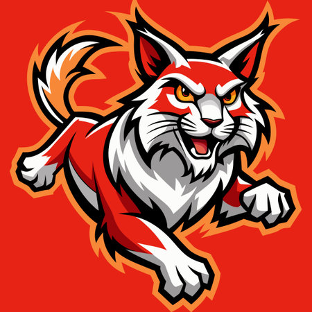 Majestic Leaping Lynx Vector Mascot in Dynamic Poseのイラスト素材