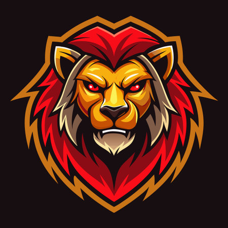 Fierce and Majestic Lion Head Logo for Esports and Sports Teamsのイラスト素材