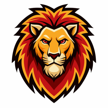 Fierce and Dynamic Lion Mascot Logo Illustration with Bold Typographyのイラスト素材