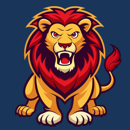 Mighty Lion Mascot Vector Illustration for Branding and Sportsのイラスト素材