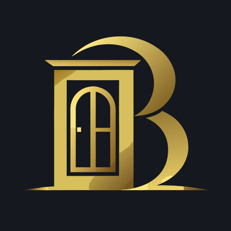 Luxurious Gold Gradient Vector Logo with B Initial for Brandingのイラスト素材