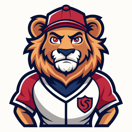 Majestic Lion Mascot Design for Baseball Team Logo in Vector Formatのイラスト素材