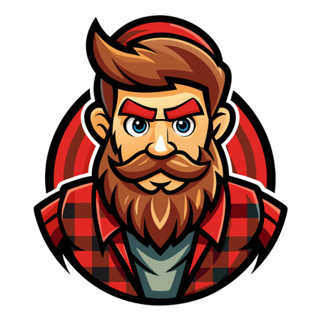 Lumberjack Cartoon Character Mascot Logo Template with Transparent Backgroundのイラスト素材