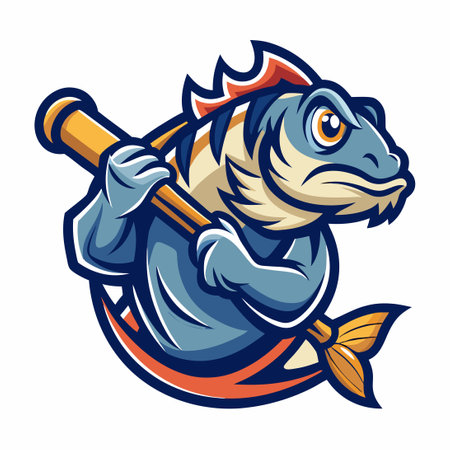 Mascot Style Icon Illustration of a Largemouth Bass Fish with Buck Teethのイラスト素材