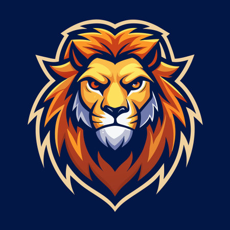 Fierce Lion Head Mascot Logo Illustration with Intricate Detailsのイラスト素材