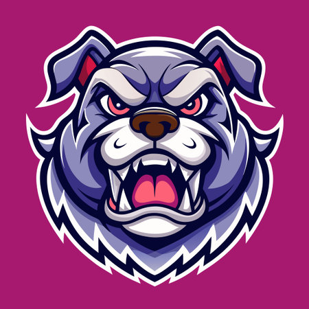 Ferocious Bulldog Logo Illustration with Intricate Teeth and Muscular Physiqueのイラスト素材