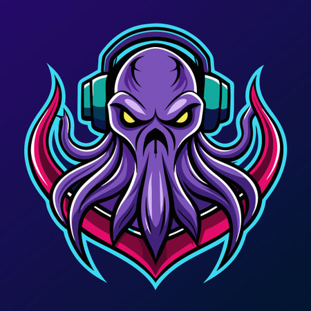 Mighty Kraken Octopus Esport Gaming Mascot Logo Designのイラスト素材