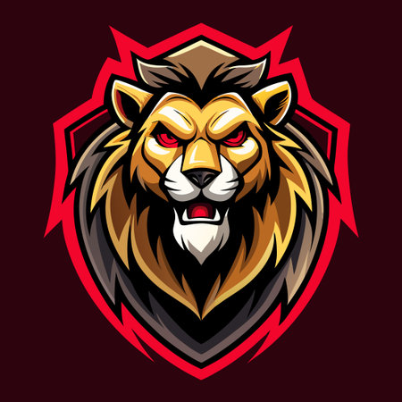 Majestic Lion Esport Mascot Logo Illustration Vector Designのイラスト素材