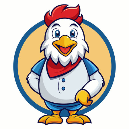 Cheerful Cartoon Chicken Mascot for Restaurant or Food Companyのイラスト素材