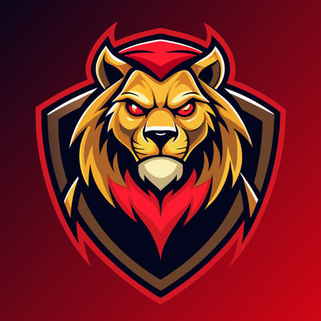 Fierce and Regal Lion Mascot Logo for Sports and Athleticsのイラスト素材