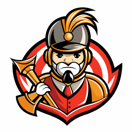 Energetic Marching Band Mascot Logo Ready to Lead the Chargeのイラスト素材