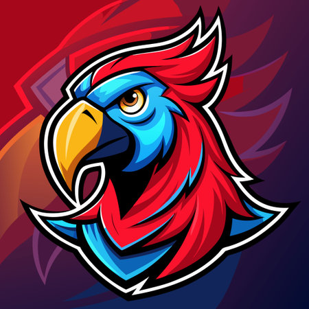 Vibrant Macaw Mascot Embodies Competitive Spirit for Esports Teamsのイラスト素材